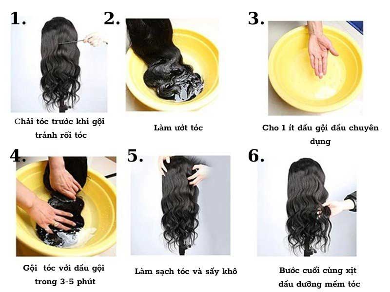 Cách giặt và bảo quản tóc giả đội nguyên đầu làm bằng tóc thật dành cho nữ